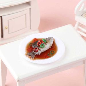 Kitchens Play Food Dollhouse Home Decoration Simulation Weaving Fish Chinese Food Model Mini Doll Kitchen Decoration Pretend Game Toys d240525