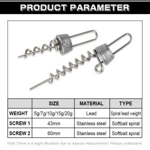 SpinPoler Multi-Depth Screw System Jig Weight Sinker Screkin-Crecrew Stinger Rig Jig Spiral for Rubber Bait Shadソフトルアー