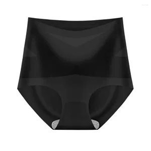 Women's Panties Ice Silk Seamless High Waist Flat Belly 3D Hip Lift Lady Control Tummy Slimming
