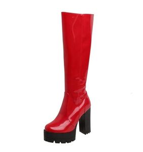 Super High High Boots XL Lacquer Plain Sime Simple Heel Winter Winal Women039S Boots 2020 Autumn and Winter Women039S 5150237