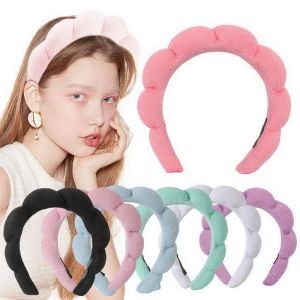 Headband kadınlar düz renkli sünger kafa bantpuffy makyaj kabarcık terry cold co spa saç bantları yumuşak saç bandı başlık