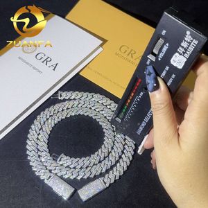 Thick 12Mm 2Row Hip Hop Jewelry Sterling Sier Cuban Link For Men Moissanite Chain Pass Diamond Test