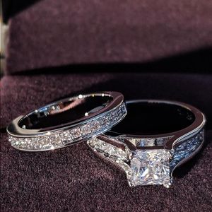S925 set di anelli di fidanzamento del matrimonio con sposa in argento sterling per donne Bridal 2022 Nuovo prodotto Fashi