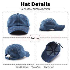 Sleckton Custom Hat Logo Logo Emelcodery Baseball Cap для мужчин и женщин дизайн бренда DIY Печать летняя джинсовая шляпа Sun Hats Оптовые унисекс