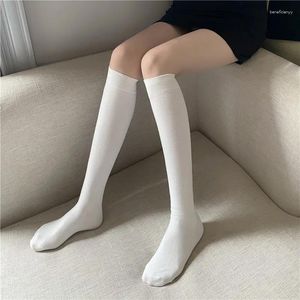 Women Socks Internet Celebrity Pure Cotton Micro Pressure Slimming Black And White Long Calf Pile Style Stockings Women's Spring Autumn