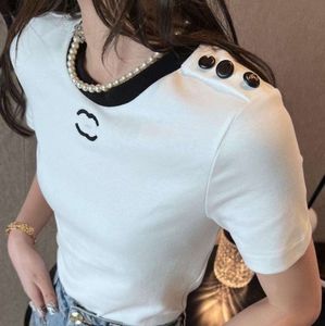 女性用のレディスTシャツデザイナー文字とドットファッションTシャツ刺繍文字夏の半袖トップティーウーマンファッショナブルなカジュアルウェアhlity