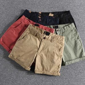 Shorts masculinos clássicos de verão clássico americano de lavagem de trabalho shorts masculos tendências de ajuste simples calças casuais jovens s2452411