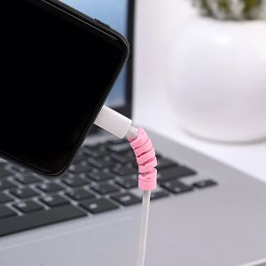 1/10st Silicone Cable Protector Data Cord Spiral Winder Organizer Cover för iPhone USB -laddningstråd Anti Break Protectors