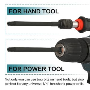 13Pcs Torx Bit Set Tamper Resistant Impact Security Star Torx Bits 1/4 Inch Hex Shank 100mm Screwdriver Bit Set