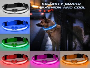 Fashion LED Nylon Dog Collars Cat Harness Flashing Light Up Night Safety Pet Collar multi color SXL Size Christmas Accessories9239239