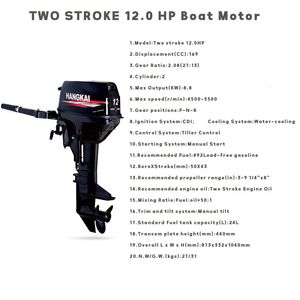 IHOMEINF Powerful 4.0HP-18.0HP Petrol Marine Motor Boat Gasoline Engine for the 2.3M-4.6M Assault Boat Canoe Outboards Propeller
