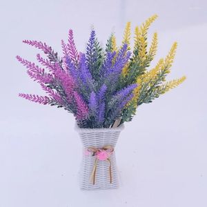 Dekorativa blommor 25 huvuden Provence Lavendel Artificial Flower Bouquet Simulerade Flocking Green Plant Potted For Wedding Home Decoration