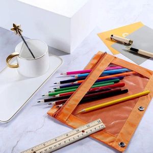 Storage Bags Multicolor Zippered Binder Fabric Pencil Pouch 3 Rings With Clear Window Organizers Case File Oxford Cloth Bag