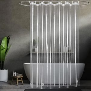 Shower Curtains PEVA Heavy Duty Bathroom Curtain Waterproof Mildew Proof Clear Durable Frosted Screen With Metal Holes
