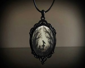 Pendant Necklaces Gothic Crow Forest Charm Necklace Cross Crow Pendant Necklace Mysterious Witch Jewelry Gift Accessories Rope Chain Gothic Crow Necklace S2