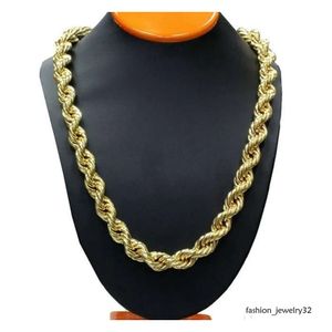 Classic Trendy Rope Chain link Yellow Gold Filled Twisted Womens Mens Necklace Chain 23.6"