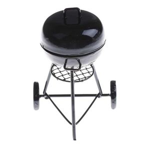 Cozinhas Tocar comida 1 12 Doll House Mini Black Barbecue Rack Modelo Acessórios de cozinha crianças fingem a brinquedos D240527