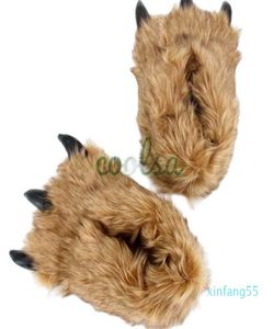 Winter Unisex Home Slippers Bear Paw Shoes Funny Animal Claw Flat Warm Soft Indoor Floor Slippers Women Men Plush House Shoes Y0908831695