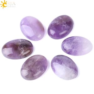 CSJA 1PC天然石紫色のクリスタルビーズ4サイズの選択用卵子クォーツレイキアクセサリーフィットDIYリングブレスレットペンダントF506