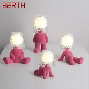 Lâmpadas de mesa Berth nórdica lâmpada resina criativa rosa pessoas moda mesa de mesa novidade liderada para casa crianças quarto decoração da sala de estar