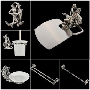 壁に取り付けられたロマンチックなバスルームハードウェアアクセサリーSettowel Ring Tooliet Paper Holder Towel Bar Toliet Brush Holder MB-0810T 240516