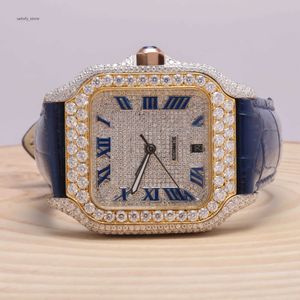 Połowa modyfikowana brązowa tarcza vvs moissanite mechaniczny zegarek/ zawiera najwyższą jakość kalendarza dla trendów Diamond Watch