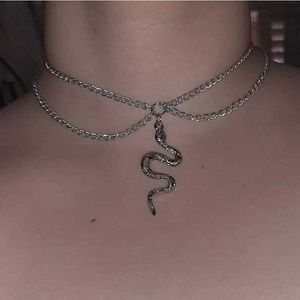 Pendant Necklaces Kpop Womens Necklace Chain Snake Necklace Double Layer Pendant Jewelry 2021 Girls Checkered Gothic Necklace S2452599 S2452466