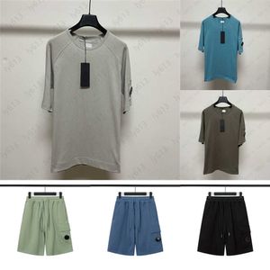 CP T -skjorta Shorts Set Mens Luxury Tshirt Topps Högsta kvalitet Version Street Par Polid Color Casual Round Neck Bomull Kort ärm Designer Skjortor för män sommar