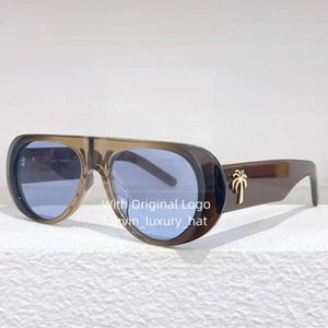 Женские солнцезащитные очки Sierra Designer Mens Mens Women Fashion Sun Glasses Ангелы Белый овальный рамка Хаки с логотипом золотой пальмы и оригинальной коробкой 52b