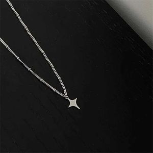 Pendant Necklaces Kpop Gothic Silver Star Pendant Chain Necklace Suitable for Women and Men Egirl Y2K Cool EMO Punk Aesthetics Grunge Jewelry Gifts S2452599 S2