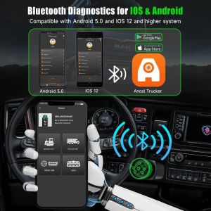 Ancel HD110 Bluetooth Diesel Sureate Duty Scanner All System для Детройта Paccar Diagnostic Scan Tool 9/12 PIN