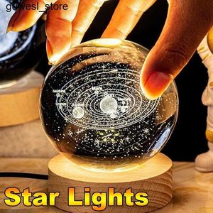 Nocne światła USB LED Nocne światło Galaxy Crystal Ball Tabil 3D Planet Moon Light Dekoracja Domowa Dekoracja Dzieci Prezent urodzinowy S2452410