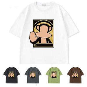 2024SS Designer Monkey Padrão Impressão Design de luxo de luxo 100% Algodão curta Manga curta Summer masculino Júnior casal grande camiseta de tamanho grande M-5xl T camisetas