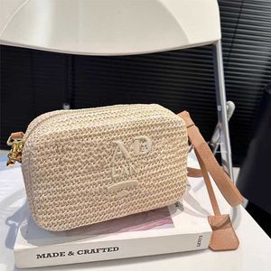 Podręcznik traw tkany torebka Khaki Warkocz Designer Designer kamera na ramię worka dla Ladies Crossbody luksusowe torby