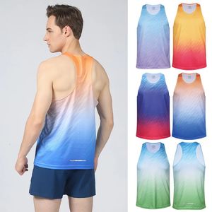 Mens sports vest marathon running sleeveless quick drying tank top ultra light track and field polyester jersey 240509