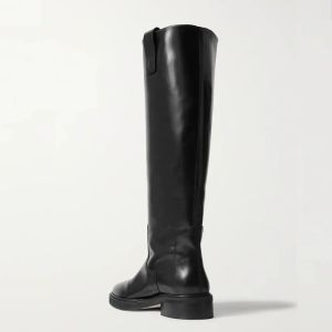 Äkta läder Autumn Winter Knee High Boots Women Shoes Black Western Tall Long Chelsea Boots Kvinna 2023 Nya trender Skor