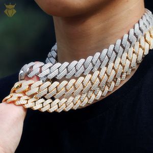 18k Gold Plated Cz 10-12mm Wide Hip Hop Iced Out Jewelry Bling VVS Moissanite Diamond Miami Cuban Link Chain Necklace Men