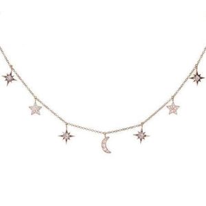 925 Sterling Silver Jewelry Love Moon Star Necklaces & Pendants Chain Choker Necklace Collar Women Statement Jewelry Bijoux T190626 303E