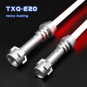 LED Toys TXQSABER Mini Brick Heavy Dueling Lightsaber RGB Smooth Swing Light Sword Metal Hilt Motion Control Pixel Laser Led Blade Q240524