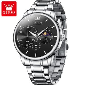 Olevs Designer Mens Luxury Watch Strap Leather Large Dial 41mm Luminous Watch Quartz Watch for Business e Leisure Men and Women Watches With Box 2936