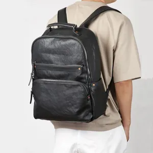 Backpack Fashion Simple Genuina in pelle di grande capacità Business Casual Luxuria Casual Luxuria Real Laptop Bagpack