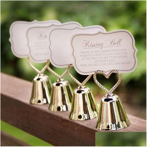 Andra evenemangsfestartiklar som kysser Sier Gold Bell Place Card Holder/P O Holder Wedding Table Decoration Gynnar P1202 Drop Delivery DHM10