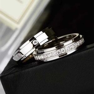 Cluster Rings Classic Design S925 Sterling Silver Single Row Diamond Rotating Ring for Womens Fashion Brand Couple Wedding Luxury Jewelry T240524