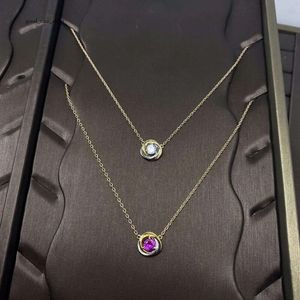 Cart Necklace Bracelet For Women Luxury Jewelry Technology Inlaid With Purple Tricolor Main Diamond Necklace V Gold Plated Rose Gold 7400 2315