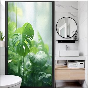 Green Plant Pattern Privacy Window Film UV Blocking Heat Control Window Coverings Static Cling Glass Sticker for Decoration 240521