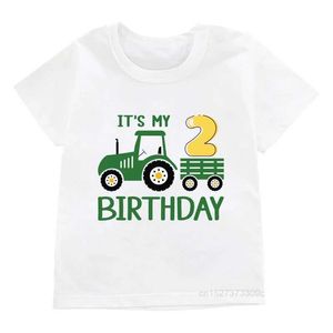 Tシャツの子供これは私の男の子/女の子のための私の1-10の誕生日Tシャツですクールファームトラクタープリント服を着た子供用子供ハッピーパーティーギフトベイビーソフトTシャツトップD240525