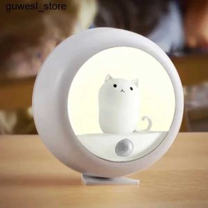 Luzes noturnas Childrens Induction Night Light Cut Cat Baby Night Light Fete Family Bedroom Childrens Cartoon USB LED LEITO LUZ DO GREST S2452410