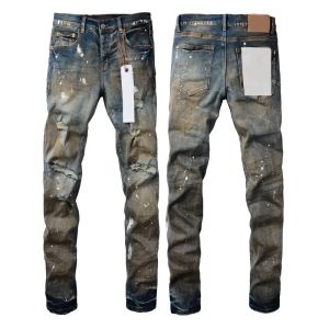 Luxus lila Designerin Herren Jeans hohe Taille Lange Hosen gerissen reguläre Mode kausale lila Jeans Sommer gewaschene alte lange schwarze Jeans gestapelt 28-40