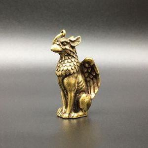 Brass Animal God Beast Statue Keychain Pendant Car Diy Gift Key Pendant