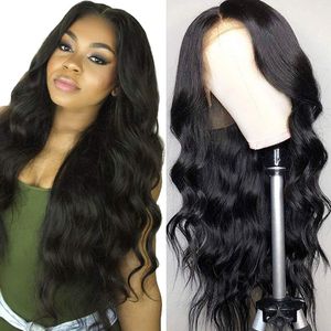 13x4レースフロントウィッグロングカールボディウェイブヒューマンヘアウィッグ女性180％ヨーロッパとアメリカ